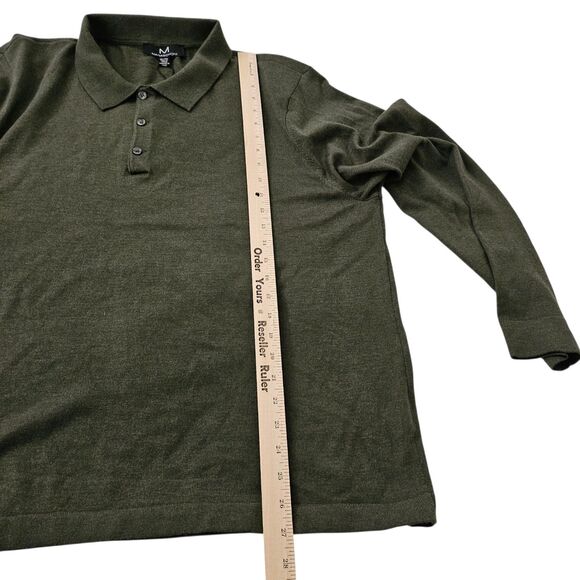 Magaschoni Sweater Mens XL Olive Heather Green Henley Wool Blend Collared NWT - Picture 9 of 10